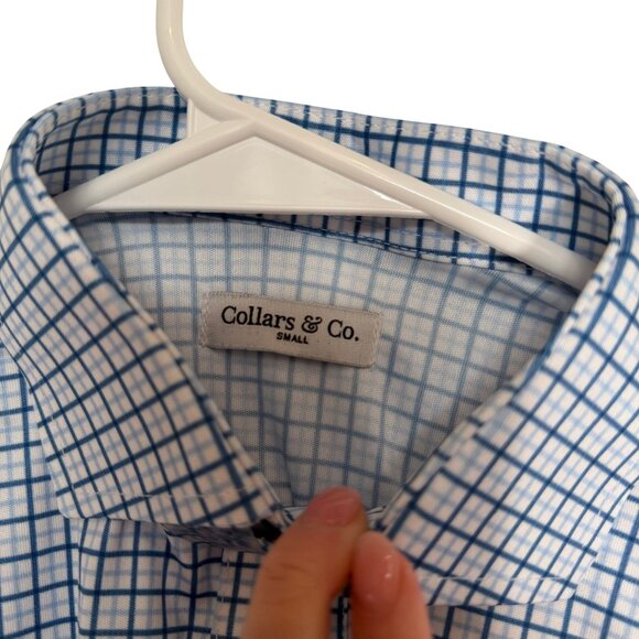Collars & Co Semi-Spread Collar Polo in Blue Tattersall Men's Size Small NWT! - Picture 4 of 7
